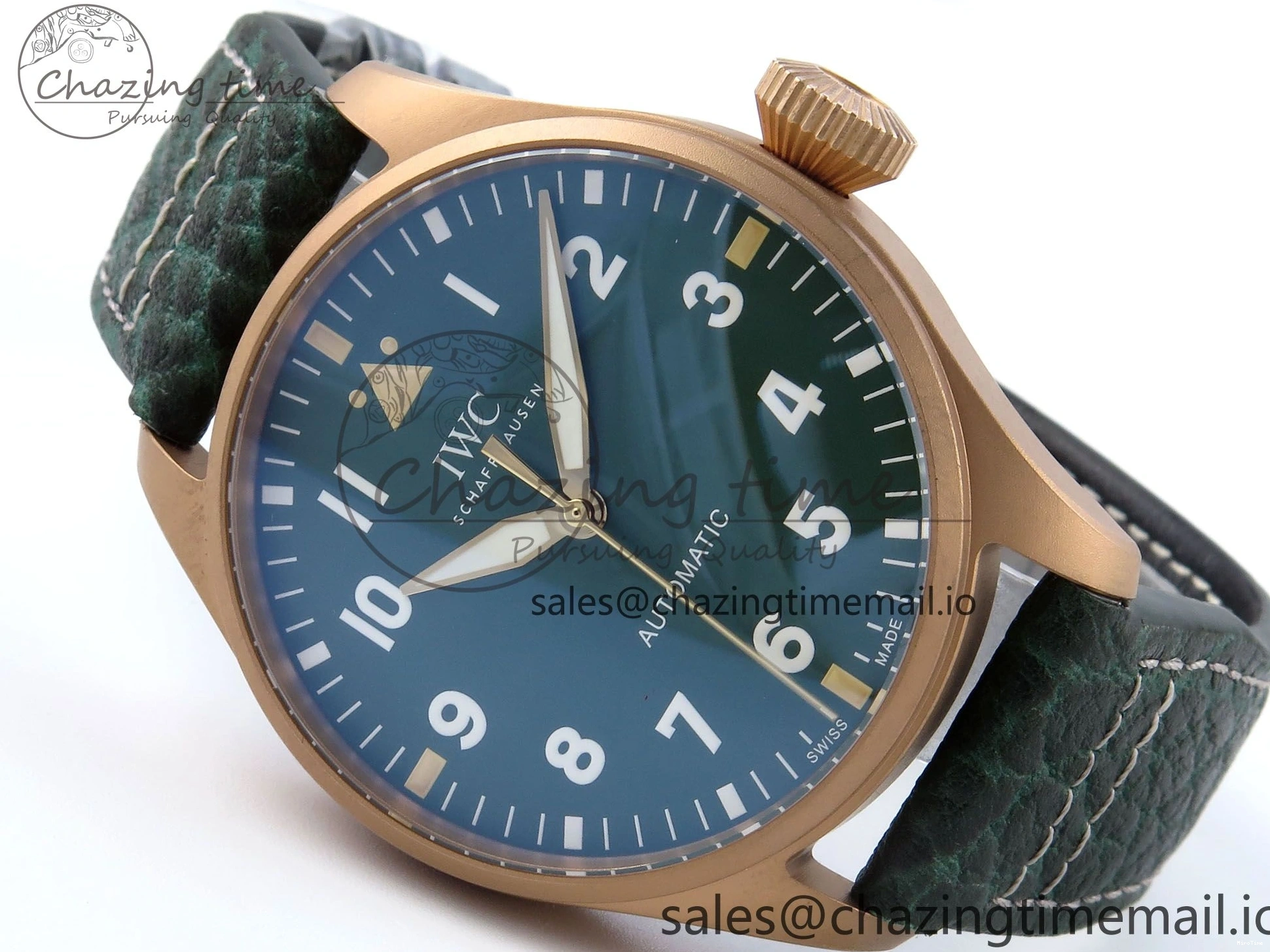 MIROTIME 0307 Durable Big Pilot IW329702 M+F 1:1 Best Edition Green Dial on Green Leather Strap MY 7006